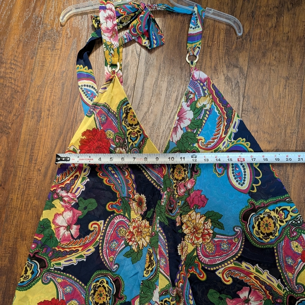 NWT Zury Free Size Paisley Halter Dress Handkerchief Hem Coverup - Picture 8 of 10